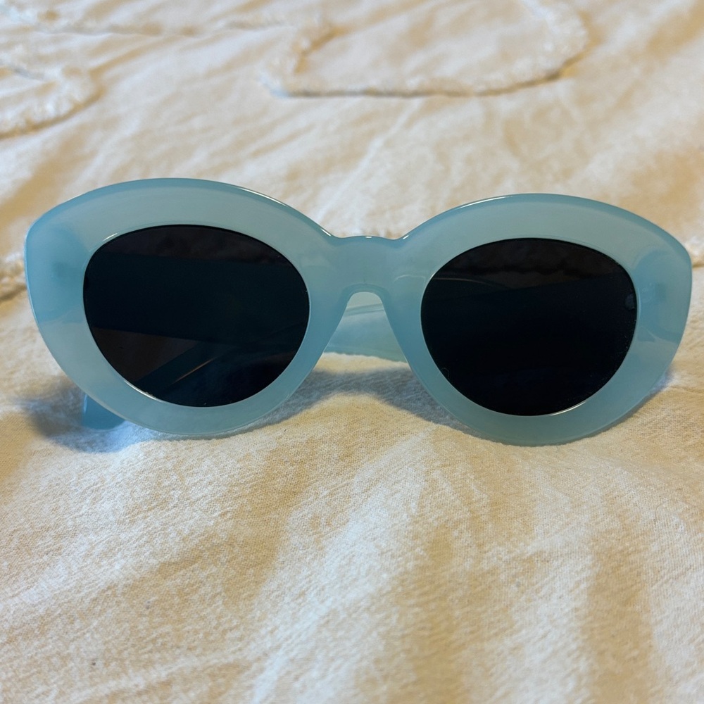 Retro Blue Oval Sunglasses